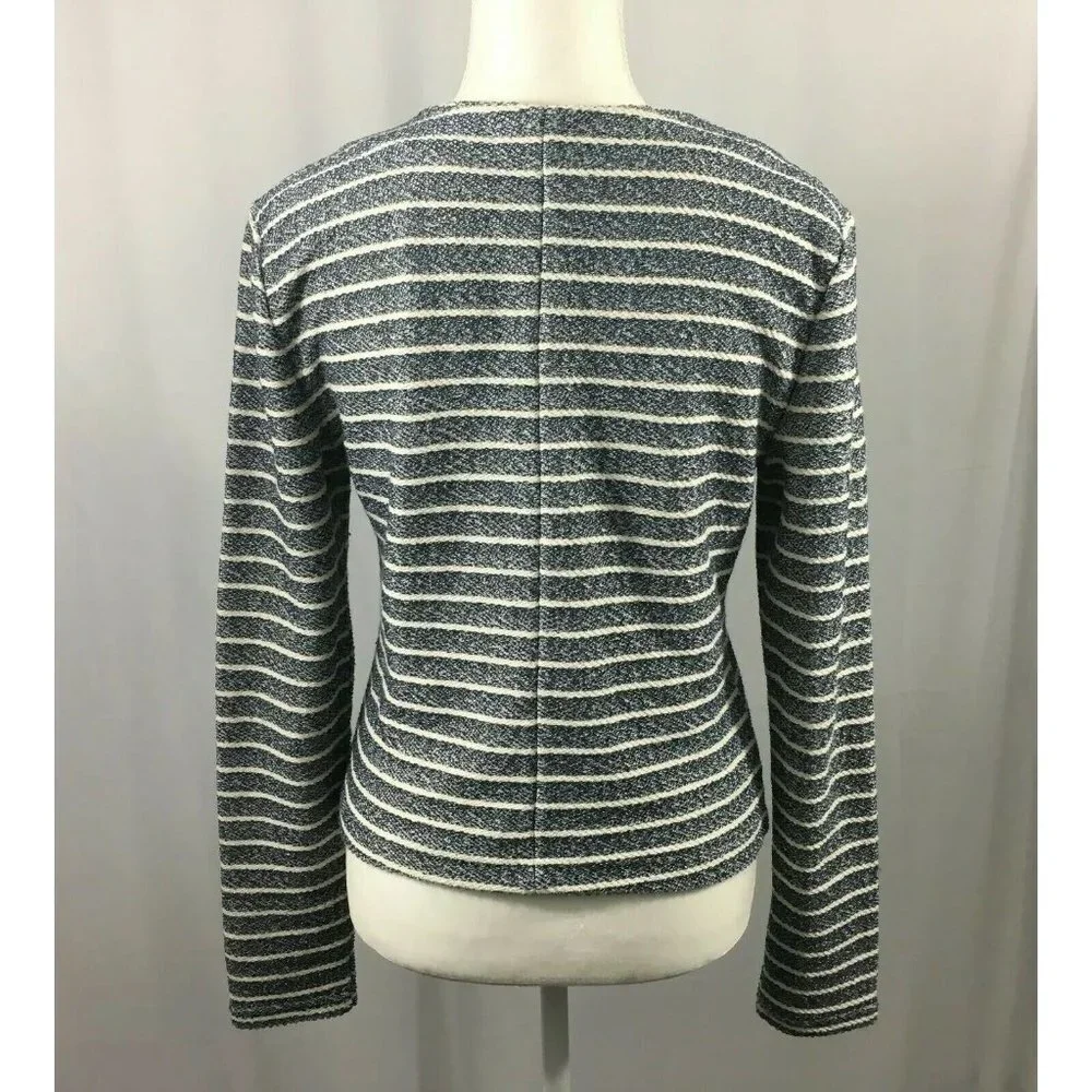 Lou & Grey Striped Blue White‎ Career Sweater W Asymmetrical Zipper Size Small